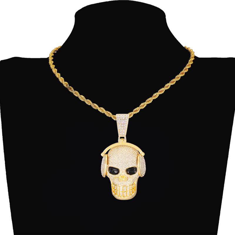 

Pendant Necklaces Punk Rock Biker Skull Neckalce Hip Hop Big Stainless Steel 3D Model For Man Women Collection Jewelry Good Quality, Silver