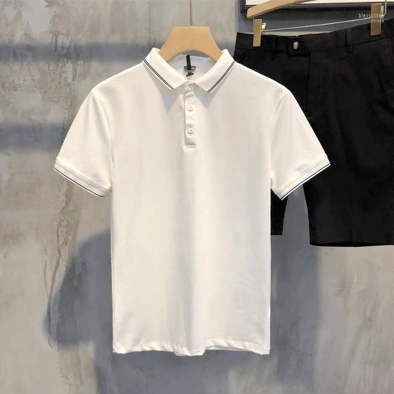 

Men's Polos Men Summer Slim Fit Shirts Male Short Sleeve Casual Tops Fashion Turn Down Collar Solid Clothing Tees A26Men's Men'sMen's Bles22, Black