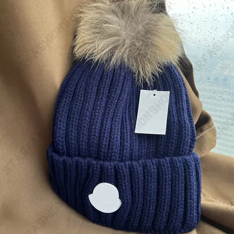 

Knitted Fur Pom Hat Fashion Designer Skull Cap Letters Beanie Men and Women Unisex Cashmere High Quality, Red