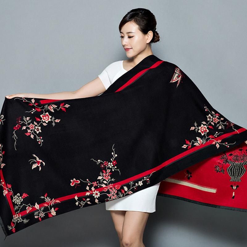 

Scarves Cashmere Shawl Winter Women Two Side Scarf Female Floral Pashmina Femme EcharpeScarvesScarves