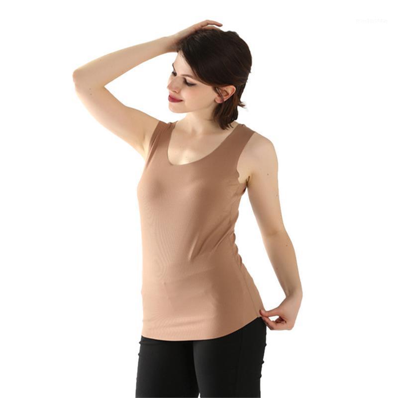 

Women's T-Shirt Female Summer Thread Plus Fat Size Person Casually Cut U-Collar Refreshing Breathable Seamless Vest Casual Home Clothing, White