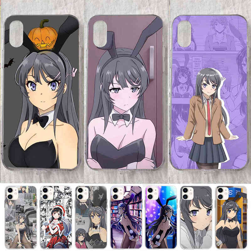 

Anime Mai Sakurajima Girl Phone Case for IPhone 13 12 11 Pro X XR XS Max Mini SE 2020 7 8 6 6S Plus SE Cartoon Cover G220323