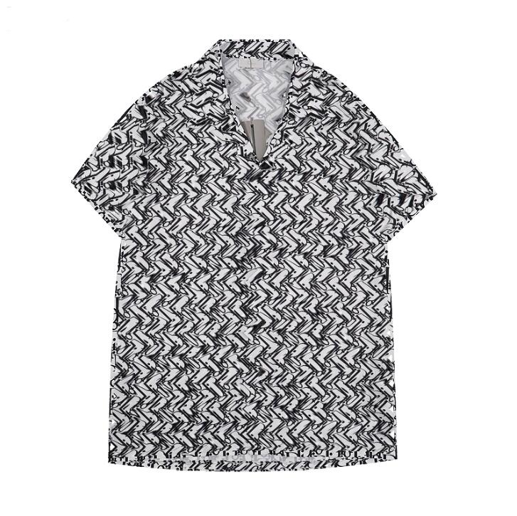 

2022 Summer Fashion Designer Men's Casual Men Casual ShirtsShirt D Letter Print CD Lapel Long sleeve Short sleeves American Large Men's Top, 44