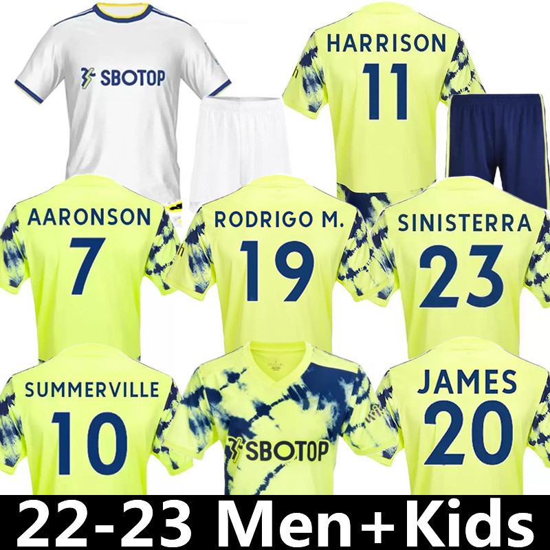 

2022 2023 Leeds UTd Soccer Jerseys Aaronson Harrison UNITEDes Rodrigo M JAMES BAMFORD Sinisterra Adams Kristensen Klich Marc Roca Men Kids Kit Football Shirts, 22-23 home