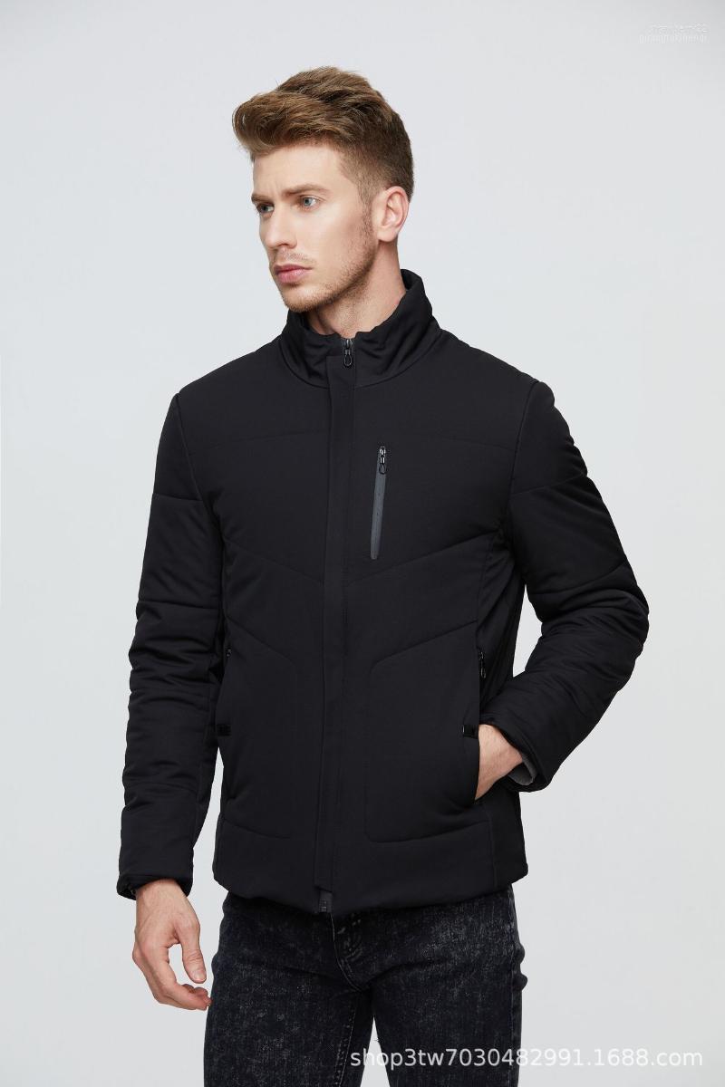 

Men's Down & Parkas Winter 2022 Solid Color Parka Coat Stand-Up Collar Warmth Thick Jacket Fashion Casual Business Stra22, Black