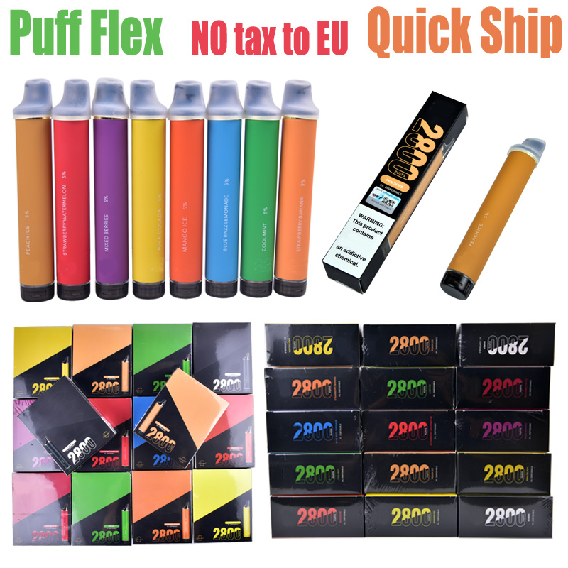 

2800 Puffs Puff Flex Disposable Vape Pen E Cigarette Device With 850mAh Battery Pod Cartridge Vapor Kit