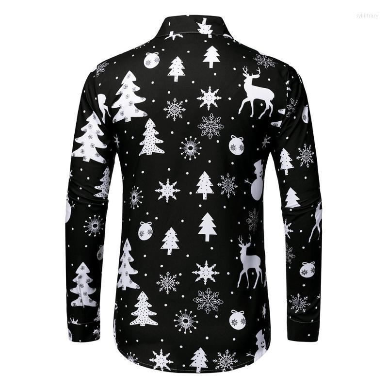 

Men' Dress Shirts Men Long Sleeve Shirt Christmas Banquet Holiday Snowflake Elk Printed Tops Fashion Cartoon Xmas T-shirtsMen' Sybi22, Green