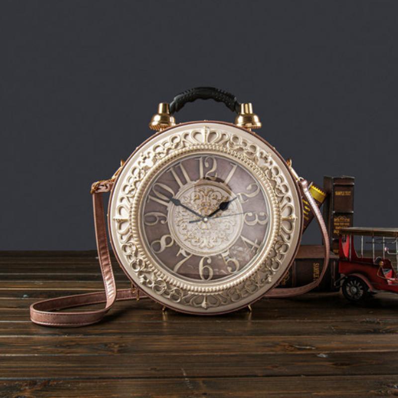 Sacs de soirée De Luxe Designer Vintage Horloge Forme Sac À Main Chic Dames Sac À Bandoulière Walkable Bandoulière Femmes; s Sacs À Main En Cuir