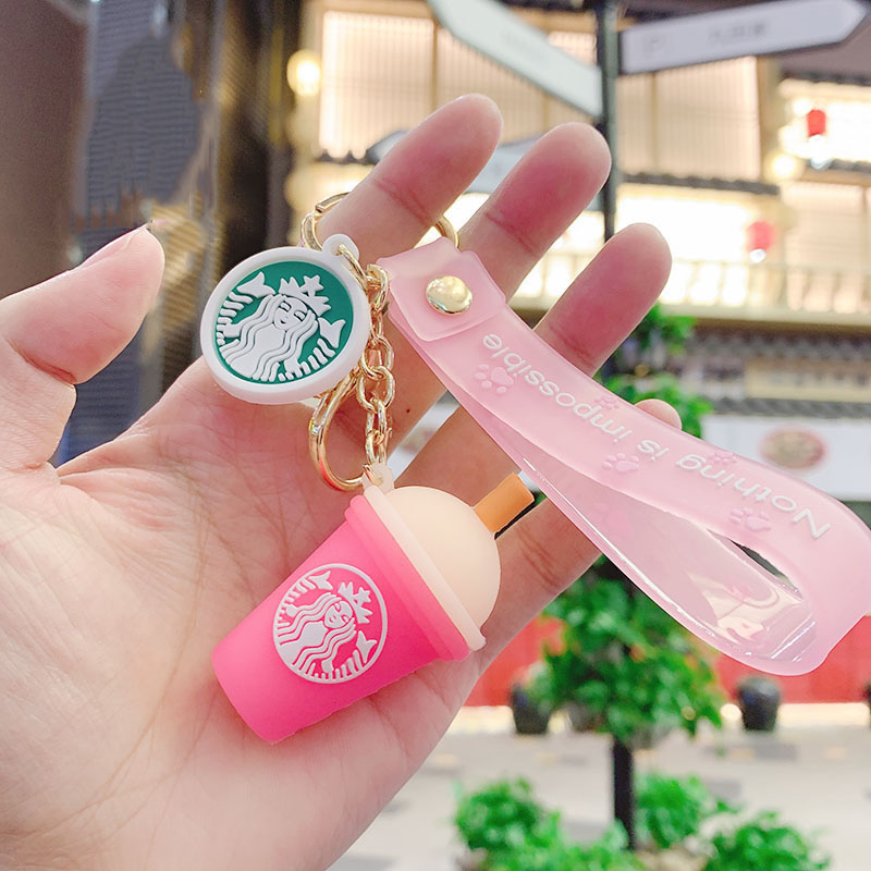 

Party Favor 2022 fashion drop glue milk tea cup car key chain cartoon luggage mobile phone student couple creative pendant small gift