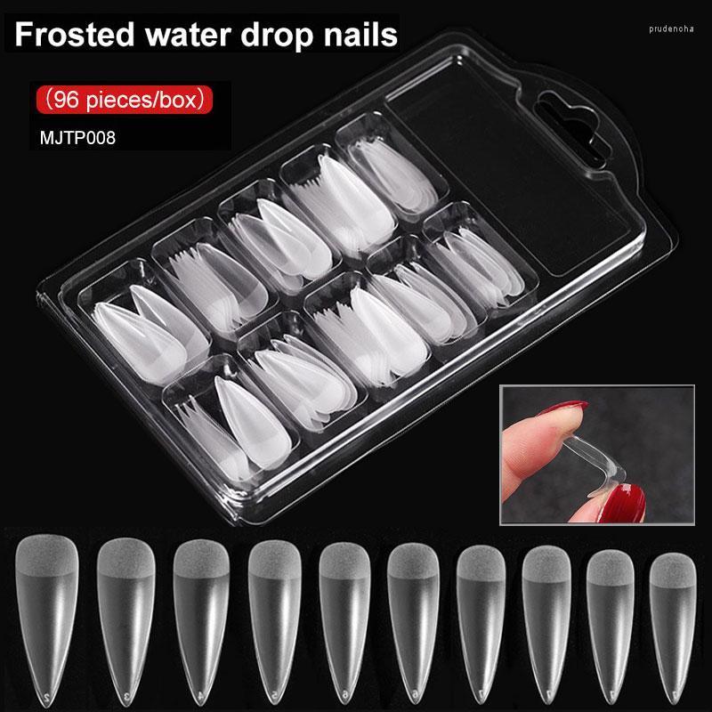 

False Nails 96pcs/box Semi-Frosted Nail Extension French Natural Transparent Stiletto Coffin Tips Long Acrylic Manicure Prud22, Tips-2