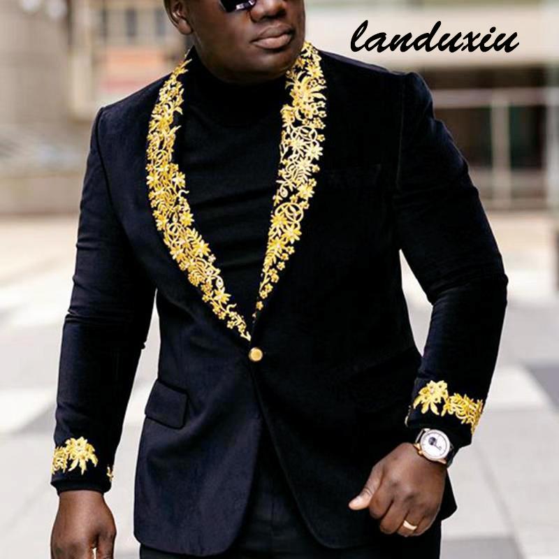

Men' Suits & Blazers Spring Men Stamping Leisure Blazer Slim Black Lapel Long Sleeve Single Button Pocket Casual Coat LanduxiuMen