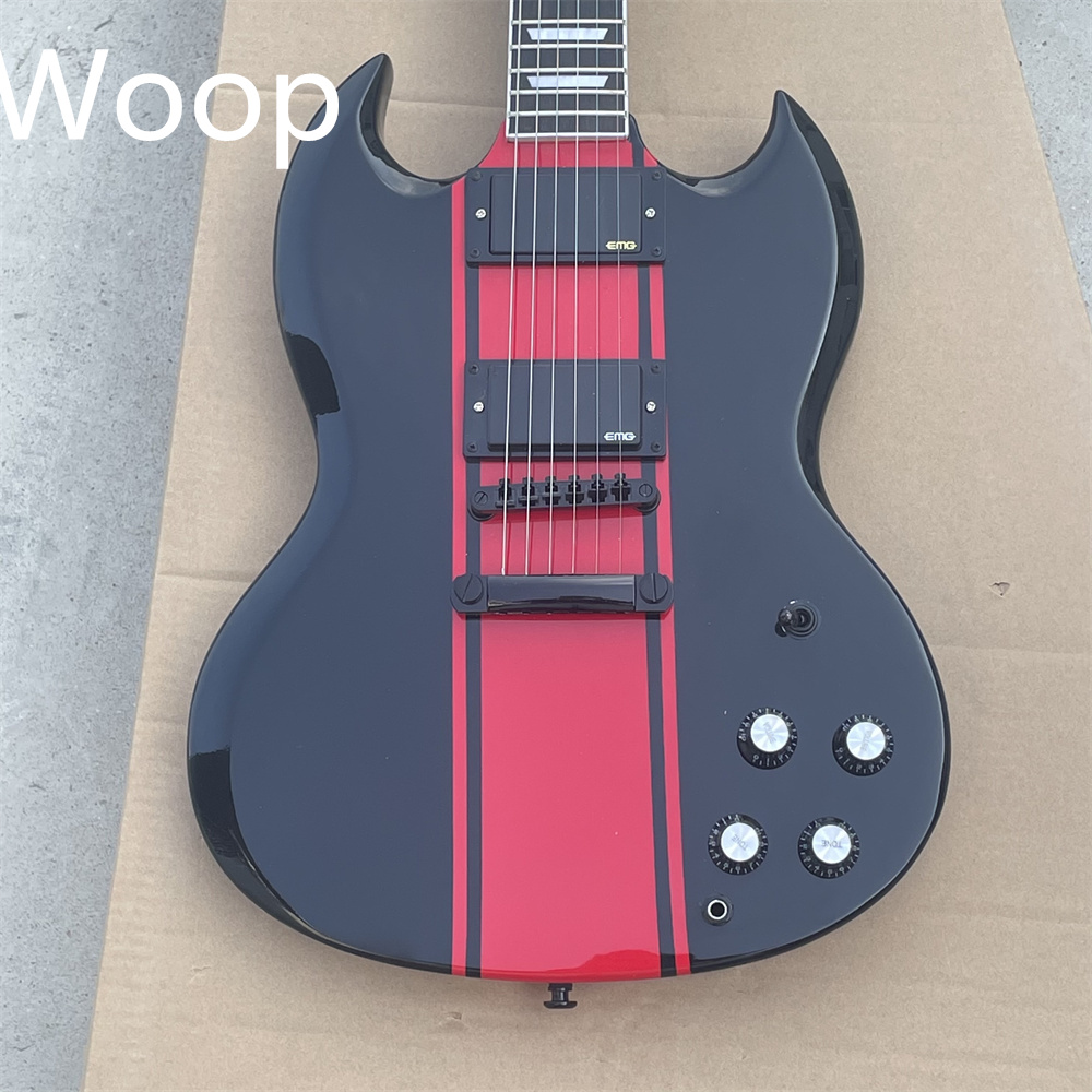 

In stock SG electric guitar black body EMG pickup rosewood fingerboard fingerboard binding real pictures modifiable and customized Immediate delivery