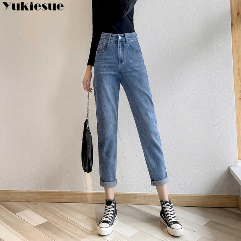 

streetwear high waist womens fashion jeans woman girls women loose harem pants trousers female jean femme denim bagge mom 210608, Light blue