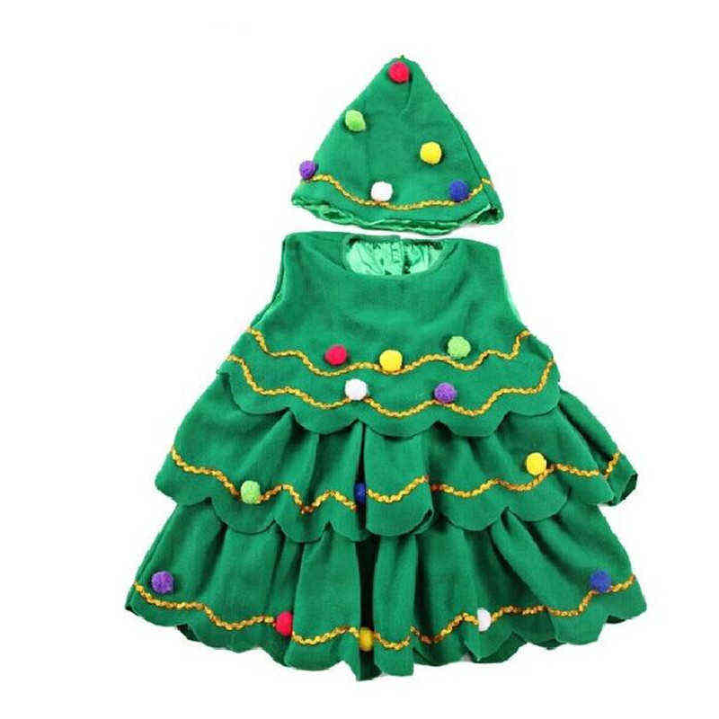 

Kids Baby Girl Christmas Tree cosplay Halloween Come Leeveless Dress Cartoon Children Party Cosplay Come for Kids L220715, Dress and hat