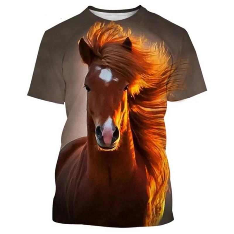 

Men's T-Shirts Loose Casual Horse Animal 3D Printed Men's Summer Short Sleeve Streetwear Unisex Tops Oversized Round-Neck TeesMen's, Mt800820