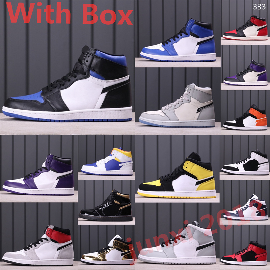 2022 quality 1s Basketball Shoes Mid Light smoke grey milan Purple aqua Paint Drip Multi-color Mens Womens Chicago toe Signal Blue Trainers Sport De