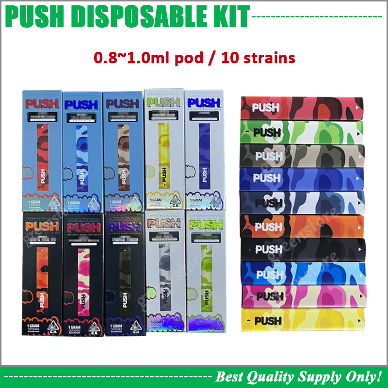 

Fillable Push Bar Disposable Pod 0.8ML 1.0ML Cigarette Device Cartridge 320mAh Rechargeable Battery Airflow System Vape Pen Kit Plug Play Muha Meds Stick