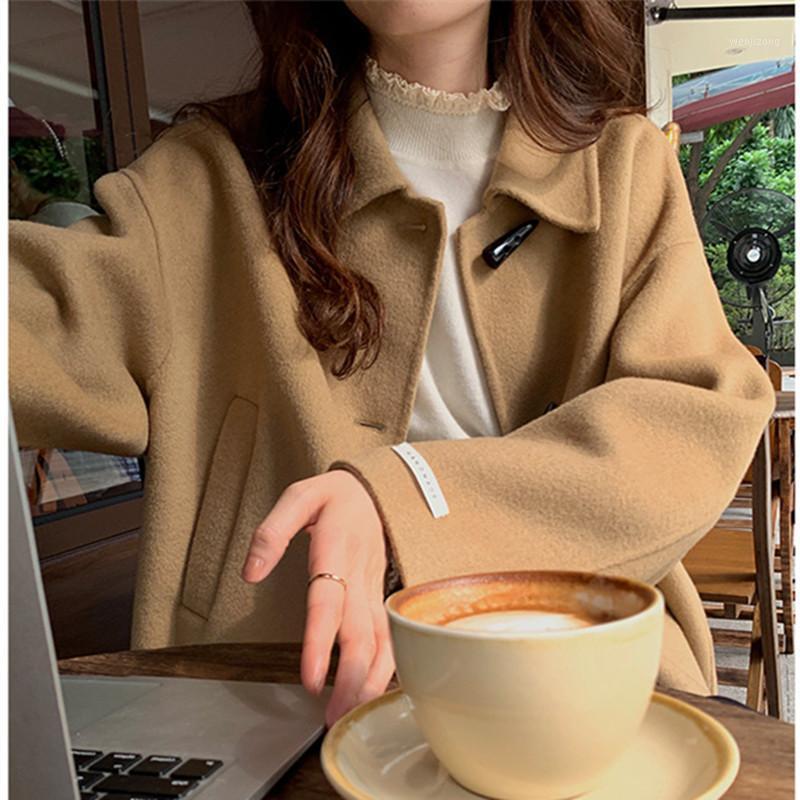 

Women's Wool & Blends 2022 Winter Thicken Women Overcoat Loose Solid Color Ladies Coat Fashion Casual Elegant High Quality Female Outwear A1, Beige