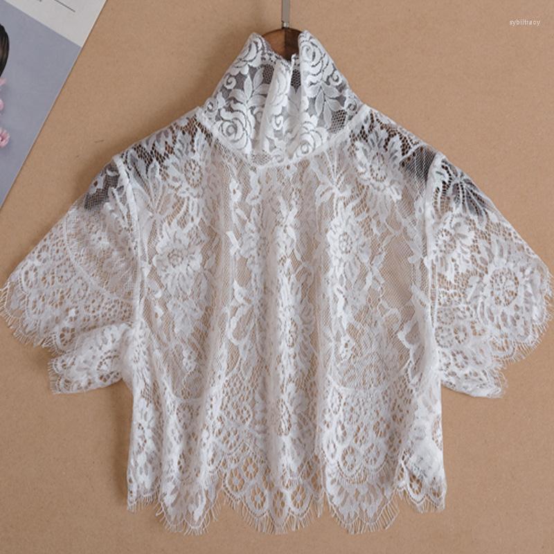 

Women's Blouses & Shirts High Female Wild Sweater Fashion Fold Elegant Removable Collares Wooden Ear Blous Shirt Fake Collar Bottom Short Sy, Color as picture