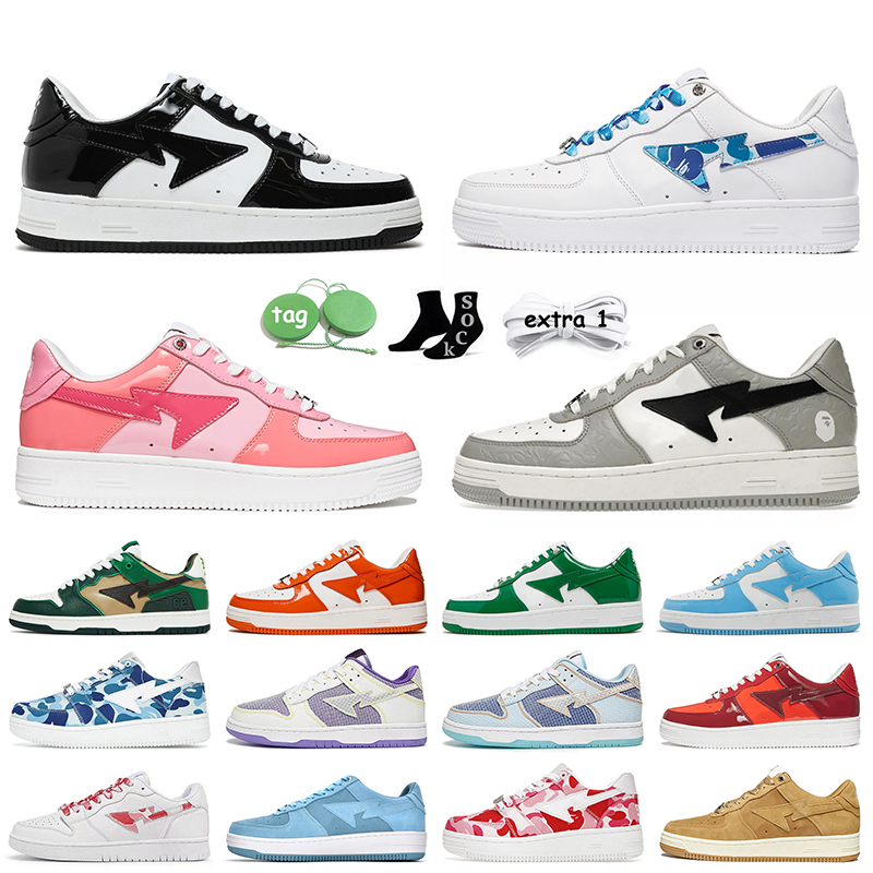 

Bapestas baped SK8 Sta Women Mens Designer SK8 Bapesta Casual Shoes Patent Leather Black ABC Blue Red White Color Camo Combo Pink Grey Platform Sneakers Trainers, Others