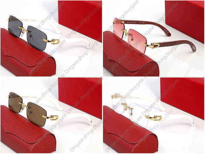 

Medusa Designer Sunglasses for Men Sport White Buffalo Horn Square Frame Wood Sun Glasses Unisex Women Rimless Come with Boxes Lunettes Oculos De