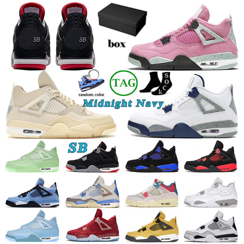 

With Box Jorda 4 4s Jumpman Basketball Shoes Men Women Midnight Navy Sneakers Jorden4s IV Blue Thunder Offs White Cactus Jack Pink Military Black Cat Jorden Trainers, 36-47 union desert moss