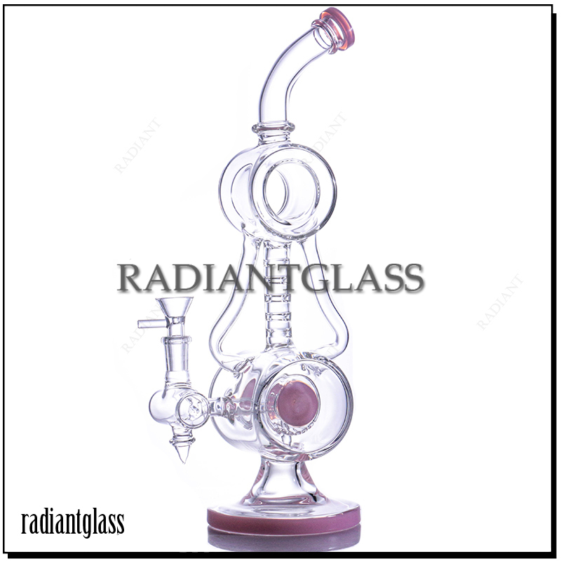 

14"glass bong Hookahs recycler dab rig heavy Lookah water pipes with 14mm bongs bowl for smoking