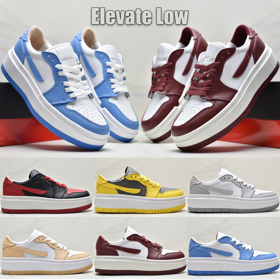 

High Quality 1 Elevate Low Men Women Basketball Shoes Newest Designer Jumpmans 1s Wolf Grey Bred White Onyx University Blue Team Red Outdoor Sneakers Size 35.5-46, Bubble wrap packaging