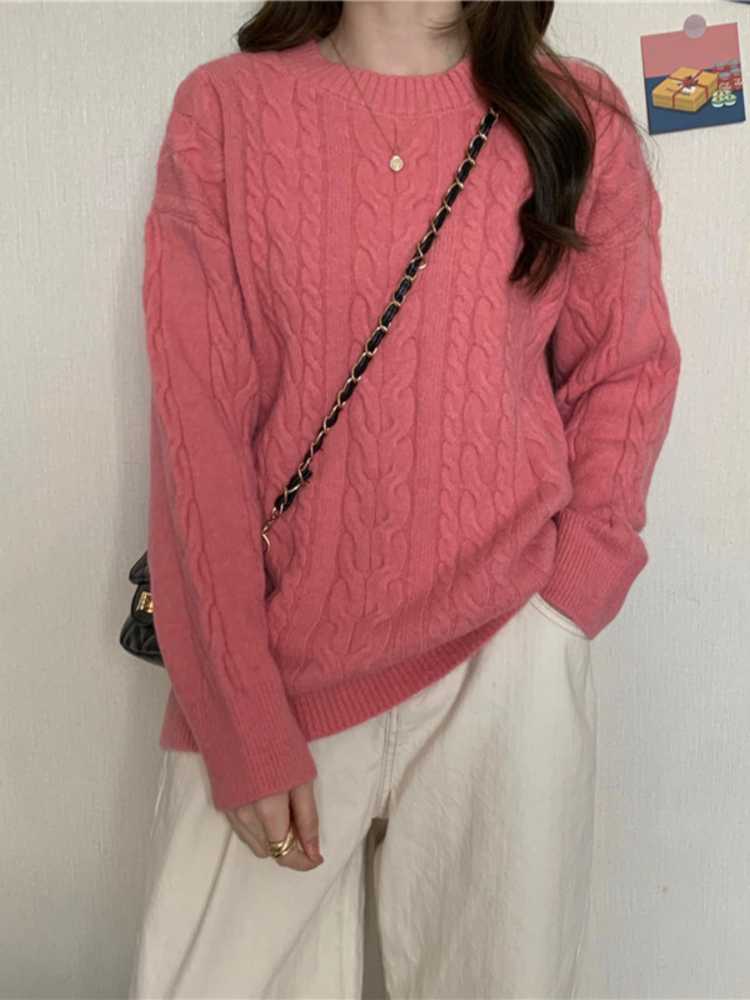 

Women's Sweaters Hsa Women's Sweater Autumn Winter Warm Pullover And Jumper Twisted Loose Oversized Lady Knitted Top Pull FemmeWomen's, Lm19804-c purple
