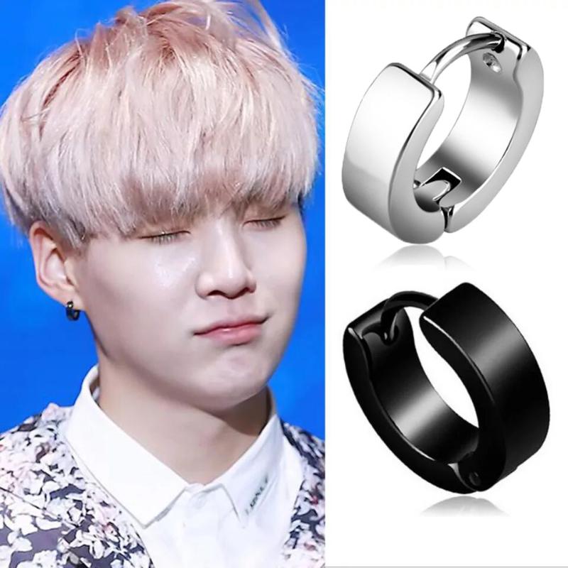 

Dangle & Chandelier 1pair Anti-allergic Stainless Steel Earring Punk Rock Stud Earrings Men Fashion Jewelry Women Small Circle Eound