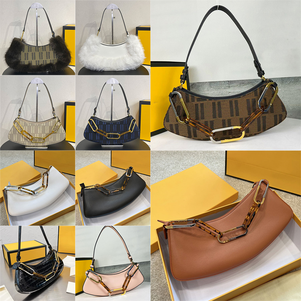 

Luxury Women Fending O'Lock Swing Bag Leather Pouch Baguette Handbag Designer Tapestry Fabric Pouch Roma Print Crossbody Chain Handle Shoulder Bags Purse, I need see other product