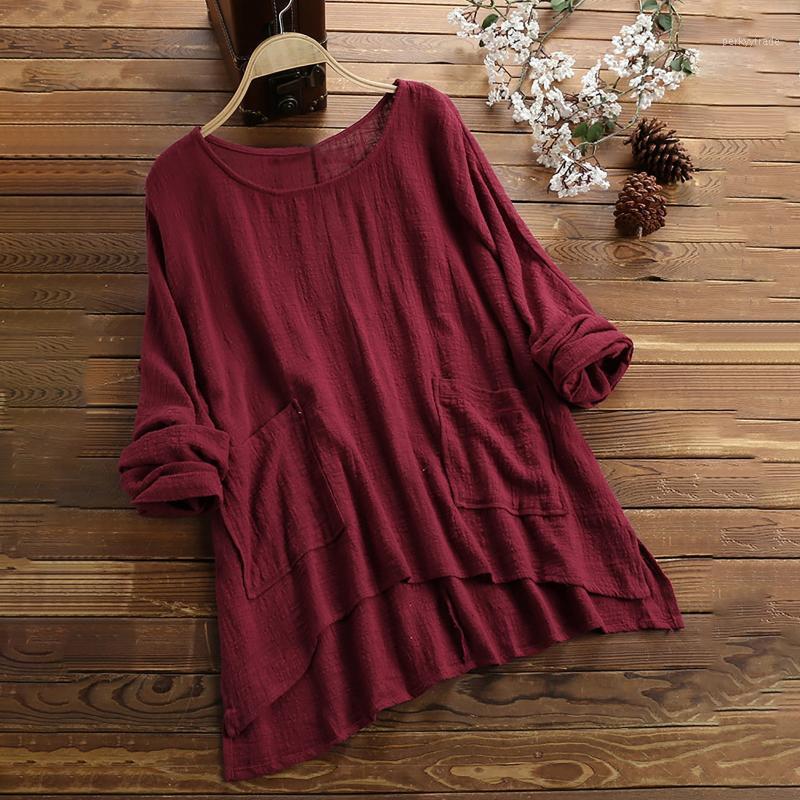 

Casual Dresses Black Tee Shirt Women Fashion Cotton Linen Literary Mid-Length Pocket Loose Dress Bell Sleeve DressCasual, Wine