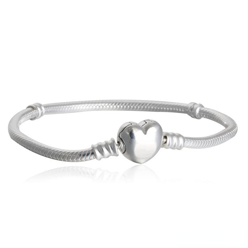 

Plated Silver Heart Bracelets Snake Chain Fit For Bangle Bracelet Women Children Gift
