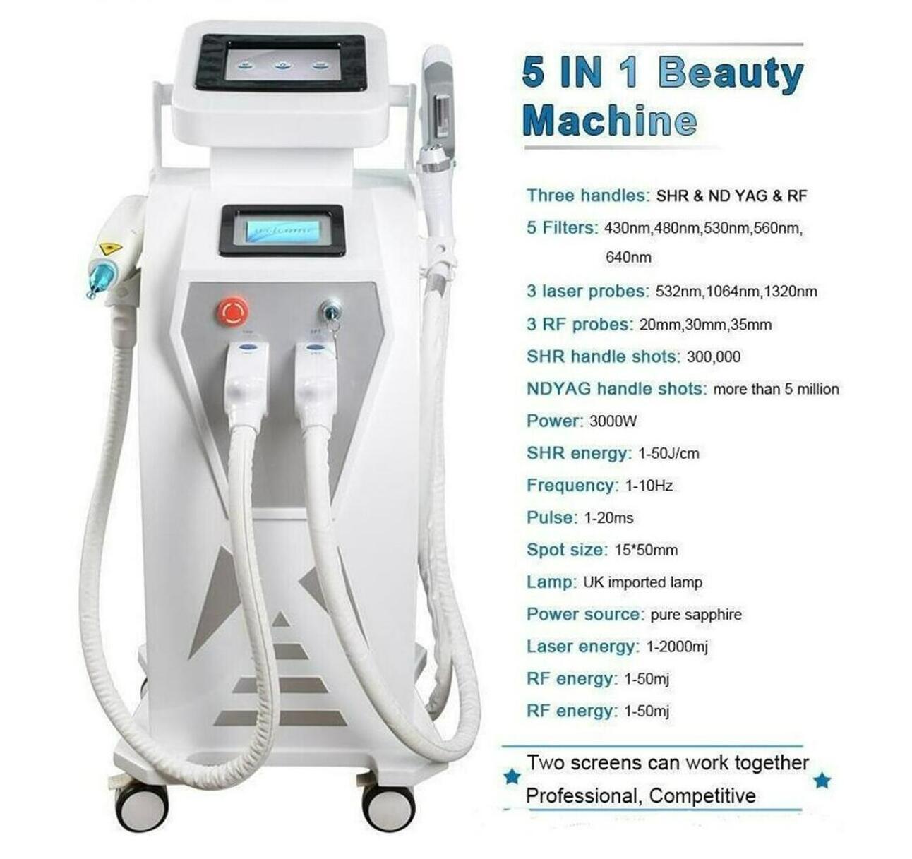 Effet direct 4 en 1 IPL elight permanent épilation laser OPT tatouage/acné/pigment/rides/vasculaire enlever la machine de beauté de rajeunissemen