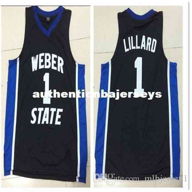 Weber State # 1 Damian Lilrd Maillot de basket-ball personnalisé Nouveaux matériaux avec double couture Personnalisé Tous les noms et numéros Gilet cousu S