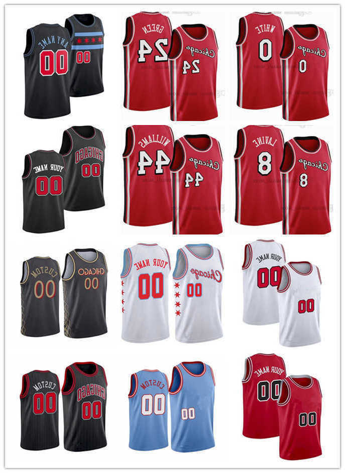 

75th Men Women Youth Chicago''Bulls''24 Javonte Green 0 Coby White 44 Patrick Williams 21 Matt Thomas Custom Basketball Jersey, Color
