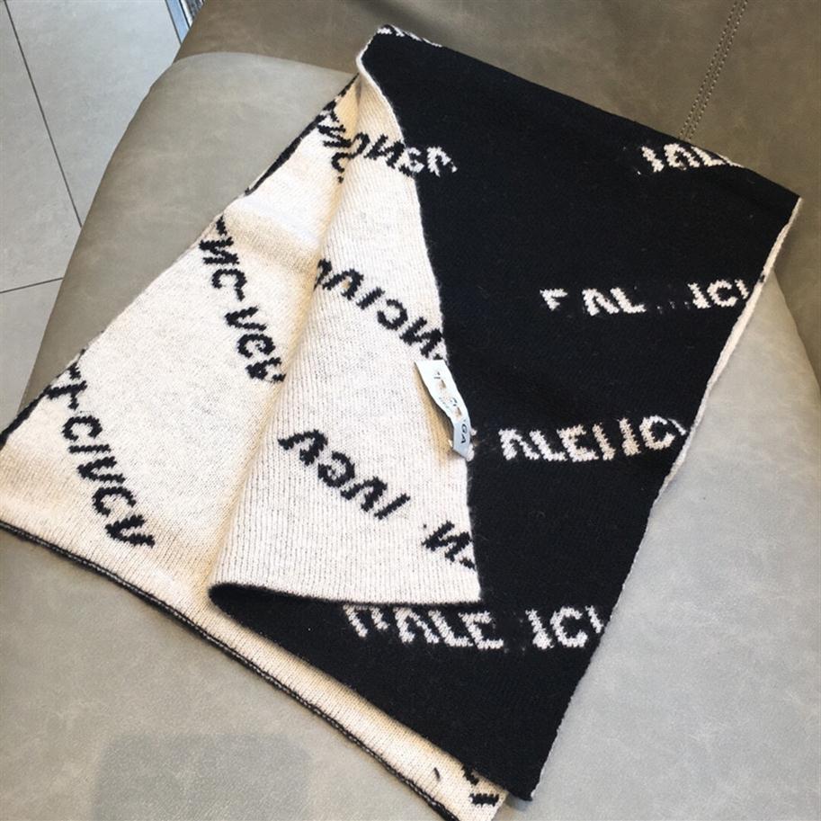 

High quality knitted wool scarf designer brand men and women's classic black apricot warm long towel2502