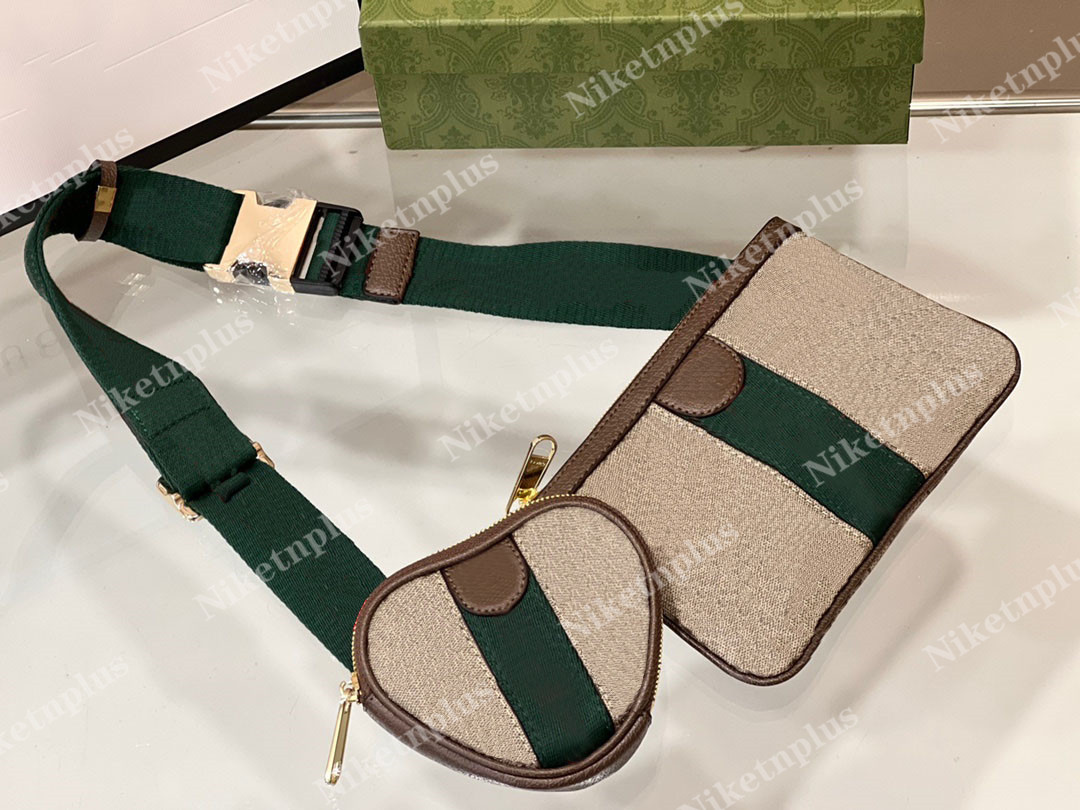 

Designer Ophidia Heart Shaped 2 pc Mini Belt Bags Beige Ebony Green Red Web Wallet Cross Body Multifunctional Womens Mens Shoulder Bag with Coin Purse, #1