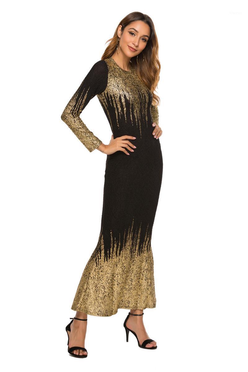 

Casual Dresses 4xl Plus Size 2022 Fall Autumn O-Neck Long Sleeve Sequined Mesh See Through Mid Calf Dress Sexy Bandage Night Club Midi, Silver