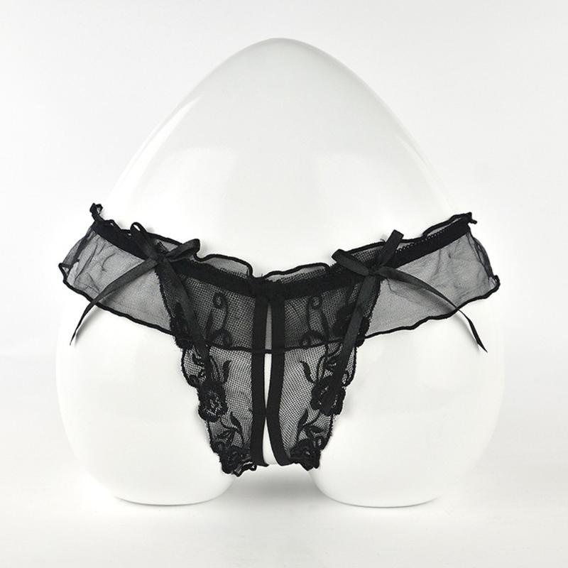 

Women's Panties French Romantic Sexy Open Crotch Underwear Women Lace Crotchless Knickers Briefs BuPanties Ruffles Thong G-String A50Women's, White