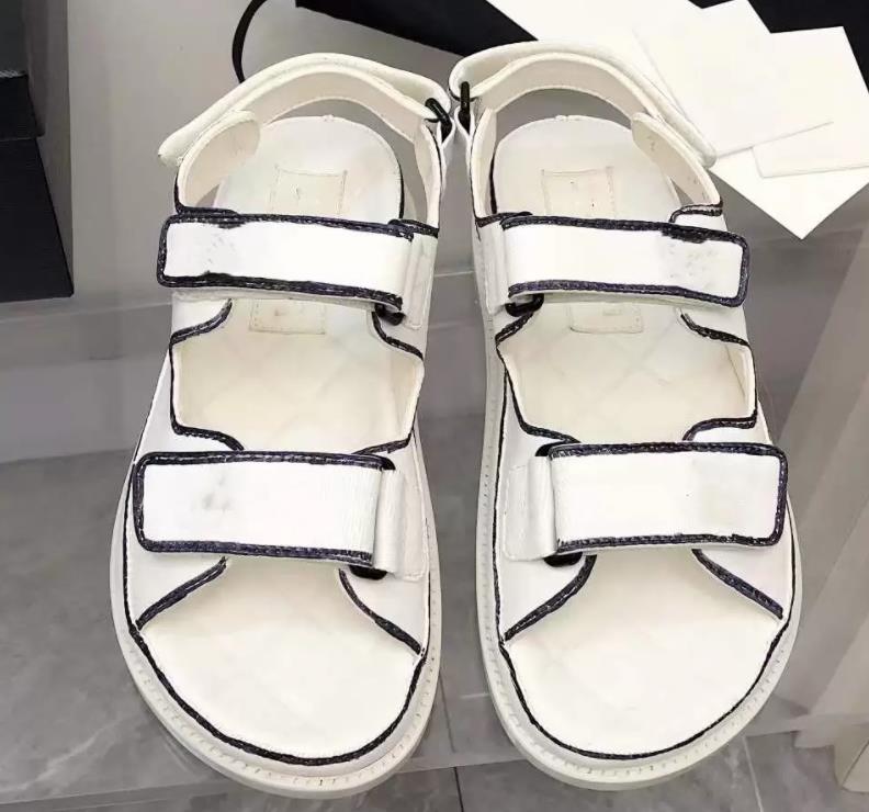 White Black Leather Mules Slides Strap Flats Printed Dad Sandals Hook and Loop Beach Shoes