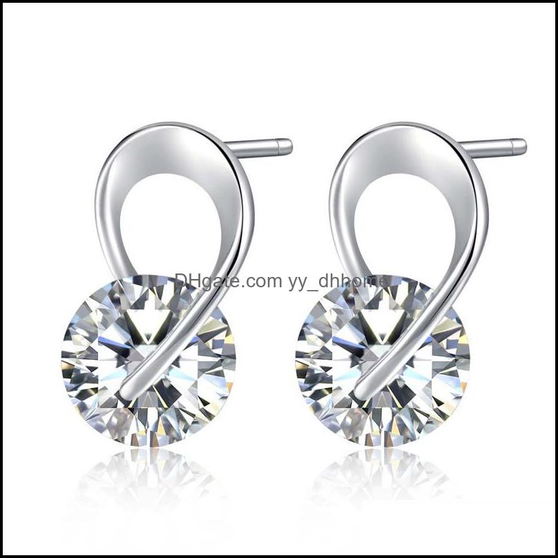 

Stud Earrings Jewelry Sier Crystal 9 Style For Party Gift Wholesale - 0691Wh Drop Delivery 2021 Mlpl0