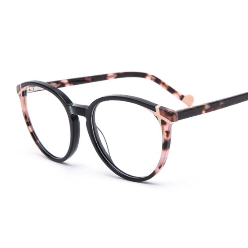 

Fashion Sunglasses Frames 80749 Retro Round Luxury Acetate Glasses Frame Women Optical Prescription Computer Eyeglasses