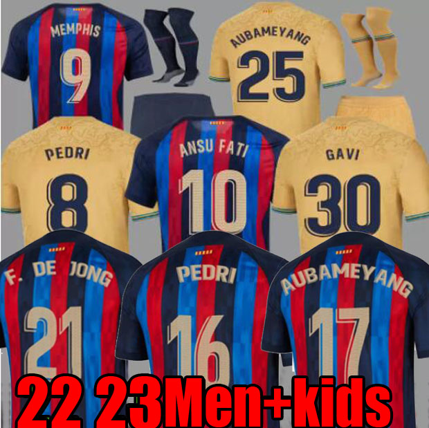 

22 23 PEDRI soccer jersey ADAMA GAVI camiseta de futbol FERRAN 2022 2023 FC ANSU FATI MEMPHIS LEWANDOWSKI AUBAMEYANG barcelona football shirt men kit kids equipments, 22/23 away+kids