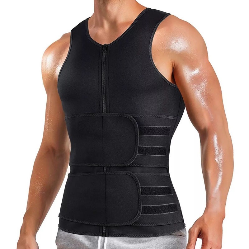 Premium Neoprene Men's Waist Trainer Suit Sauna Sweat Girdle with Two Belts Firm Control Slimming Body Shapers Tummy Shapewear DHL-image-790556708