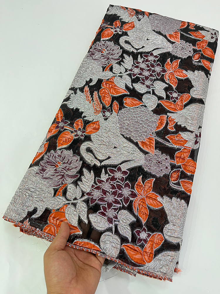 

2022 Latest French Brocade Lace 5Yards High Quality African Lace Fabric Embroidery Jacquard Tissue For Wedding X2284