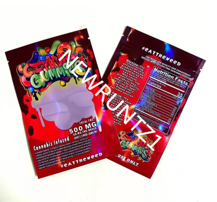 

dank gummies Packaging Mylar bag wet plastic edibles sour candy package Packaging Worms 500 mg edible bear cube Packing wholesale