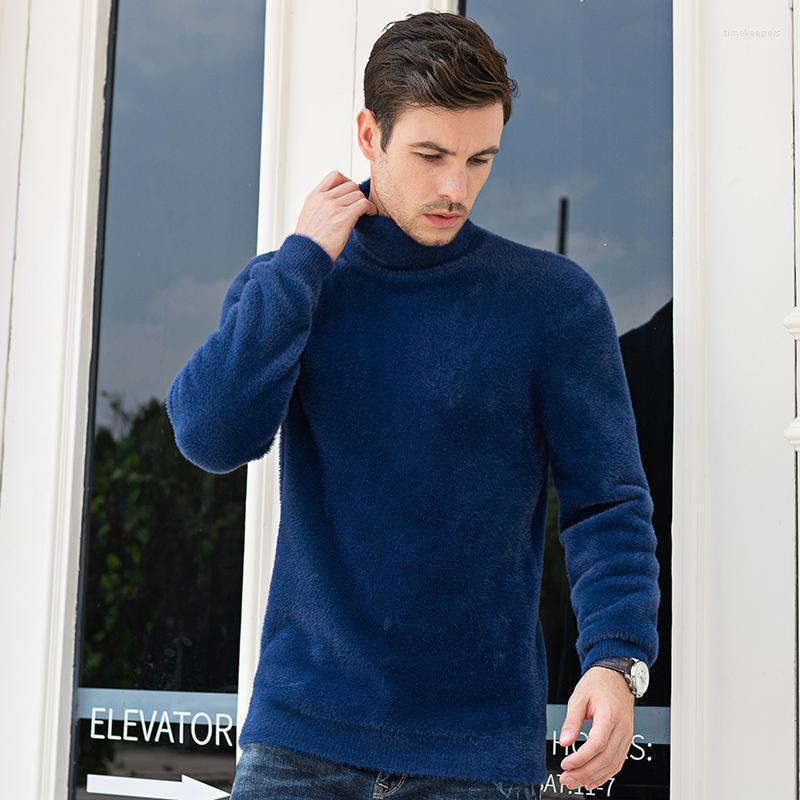 

Mens Sweaters Winter Thicken Sweater Men Pullover Long Sleeve Casual Turtleneck Warm Jumper Men' Time22, Black