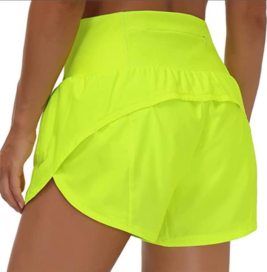 Short de sport à séchage rapide pour femmes Fitness décontracté faux deux pièces résistant à la lumière doublé Yoga Leggings course Golf Biker pa