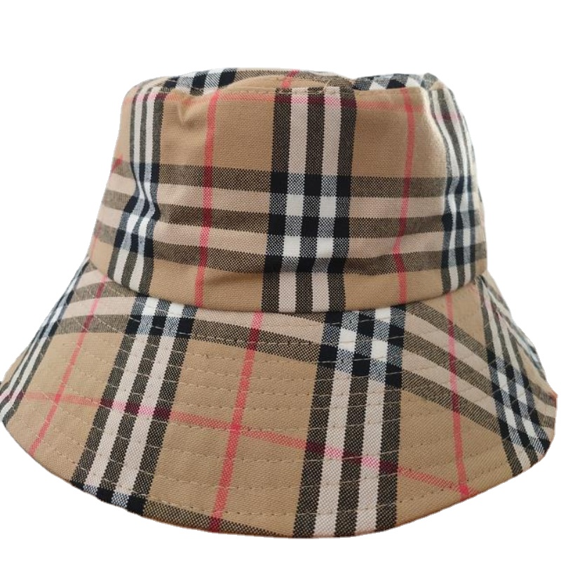 

Unisex Luxury Plush Bucket Hat Designer Hats Plaid Fashion Stingy Brim Caps Woth Logo Tag Casual Fitted Sunhat, Khaki